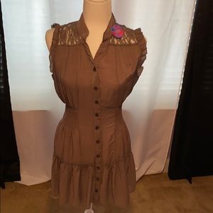 Army green button down dress